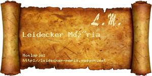 Leidecker Mária névjegykártya